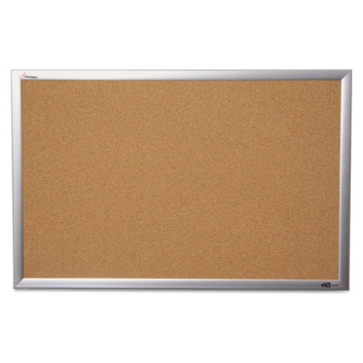 Picture of 7195014840007 SKILCRAFT Quartet Cork Board, 24 x 18, Tan Surface, Silver Anodized Aluminum Frame