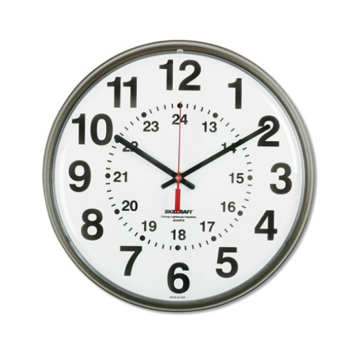 Picture of 6645014919814 Skilcraft Atomic Slimline Wall Clock, 12.75" Overall Diameter, Black Case, 1 Aa (sold Separately)