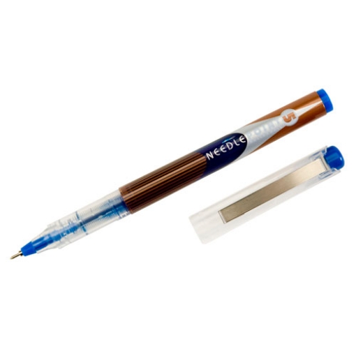 Picture of 7520015068497 SKILCRAFT Liquid Magnus Needle Tip Hybrid Gel Pen, Stick, Extra-Fine 0.5 mm, Blue Ink, Clear/Blue Barrel, Dozen