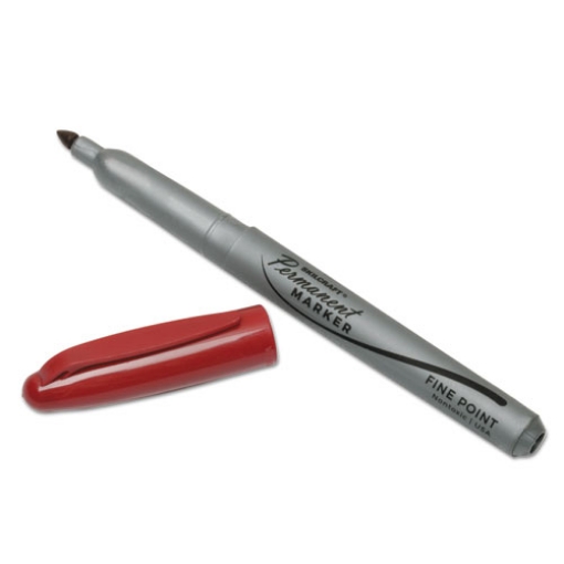 Picture of 7520015114324 Skilcraft Fine Point Permanent Marker, Fine Bullet Tip, Red, Dozen