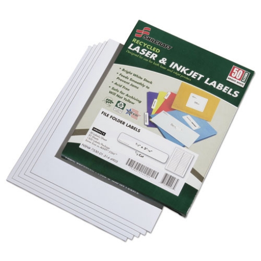 Picture of 7530015144905 Skilcraft Recycled Laser And Inkjet Labels, 0.66 X 3.44, White, 30/sheet, 50 Sheets/box