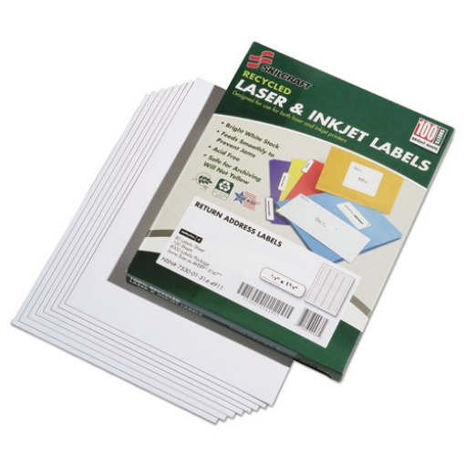 Picture of 7530015144911 Skilcraft Recycled Laser And Inkjet Labels, Inkjet/laser Printers, 0.5 X 1.75, White, 80/sheet, 100 Sheets/box