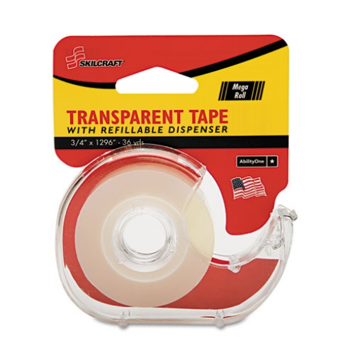 Picture of 7520015167576 Skilcraft Tape With Dispenser, 1" Core, 0.75" X 36 Yds, Glossy Clear