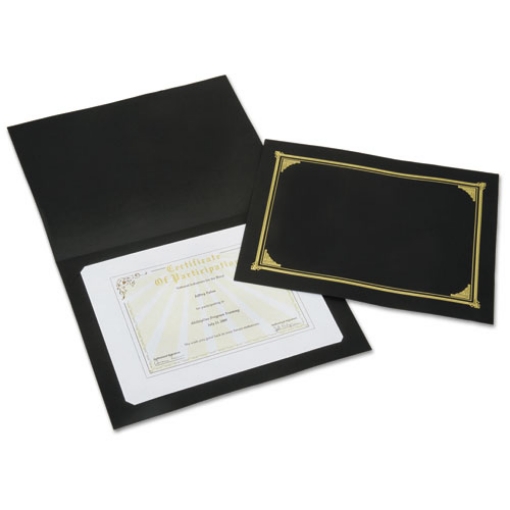 Picture of 7510015195770 SKILCRAFT Gold Foil Document Cover, 12.5 x 9.75, Black, 5/Pack