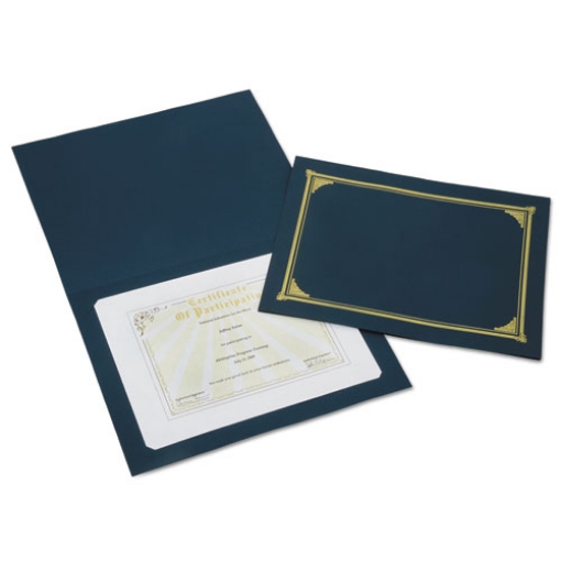 Picture of 7520015195771 SKILCRAFT Gold Foil Document Cover, 12.5 x 9.75, Blue, 5/Pack