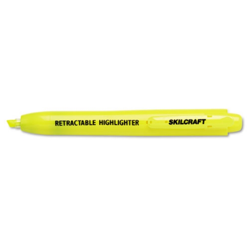 Picture of 7520015548210 Skilcraft Retractable Highlighter, Yellow Ink, Chisel Tip, Yellow Barrel, Dozen