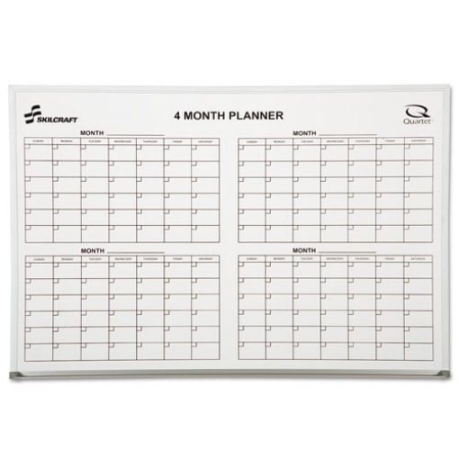 Picture of 7110015550295 skilcraft quartet cubicle calendar board, four month, 24 x 36, white surface, aluminum frame