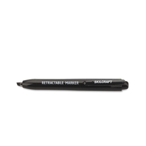 Picture of 7520015550297 Skilcraft Retractable Permanent Marker, Broad Chisel Tip, Black, 4/pack