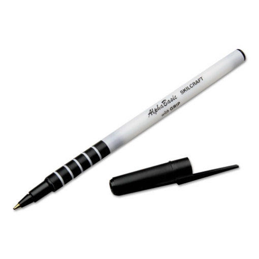 Picture of 7520015573155 Skilcraft Alphabasic Ballpoint Pen, Stick, Medium 1 Mm, Black Ink, White Barrel, Dozen