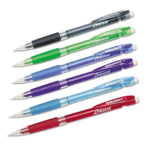 Picture of 7520015654870 Skilcraft Prism Mechanical Pencil, 0.5 Mm, Black Lead, Assorted Barrel Colors, Dozen