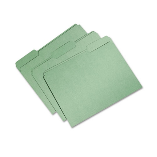 Picture of 7530015664132 SKILCRAFT Recycled File Folders, 1/3-Cut 1-Ply Tabs: Assorted, Letter, 0.75" Expansion, Bright Green, 100/Box