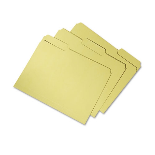 Picture of 7530015664136 SKILCRAFT Recycled File Folders, 1/3-Cut 2-Ply Tabs: Assorted, Letter Size, 0.75" Expansion, Yellow, 100/Box