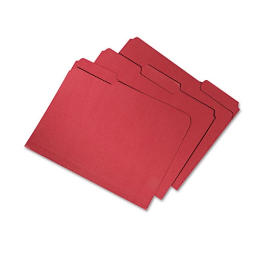 Picture of 7530015664146 SKILCRAFT Recycled File Folders, 1/3-Cut 2-Ply Tabs: Assorted, Letter Size, 0.75" Expansion, Red, 100/Box