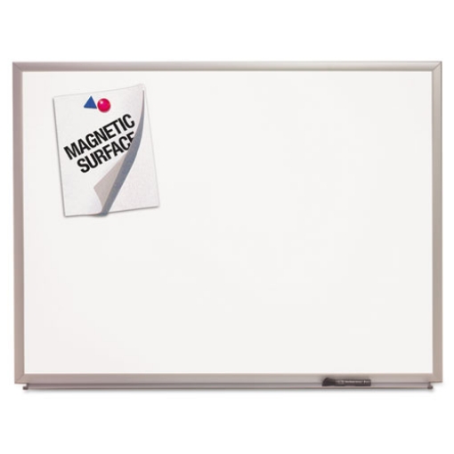 Picture of 7110015680399 skilcraft quartet magnetic porcelain marker board, 53 x 77, white surface, anodized aluminum frame