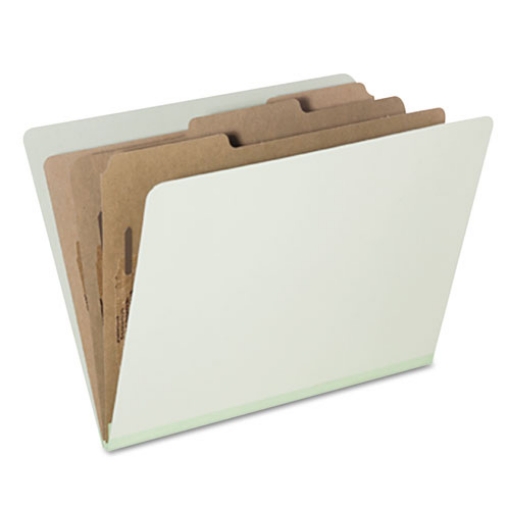 Picture of 7530015726207 SKILCRAFT Classification Folder, 3" Expansion, 3 Dividers, 8 Fasteners, Letter Size, Green Exterior, 10/Pack