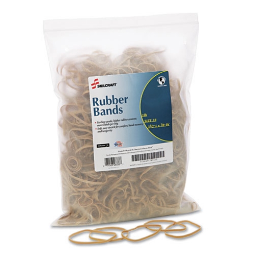 Picture of 7510015783513 Skilcraft Rubber Bands, Size 33, 0.03" Gauge, Beige, 1 Lb Box, 850/pack