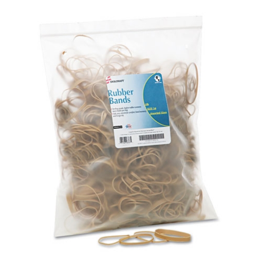 Picture of 7510015783514 Skilcraft Rubber Bands, Size 54 (assorted), Assorted Gauges, Beige, 1 Lb Box, 1,900/pack