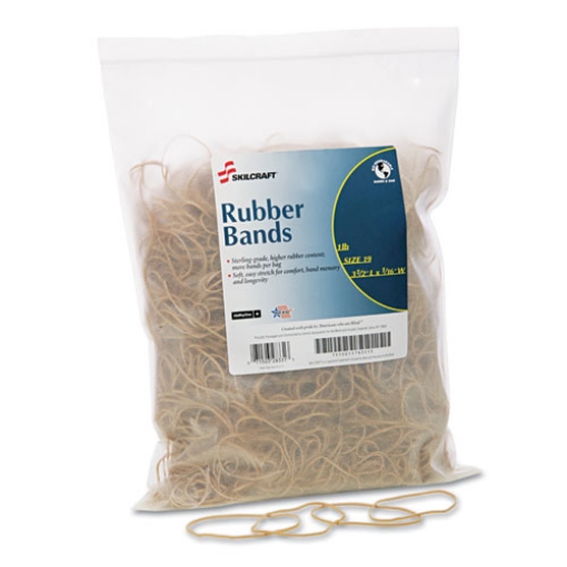 Picture of 7510015783515 Skilcraft Rubber Bands, Size 19, 0.03" Gauge, Beige, 1 Lb Box, 1,700/pack