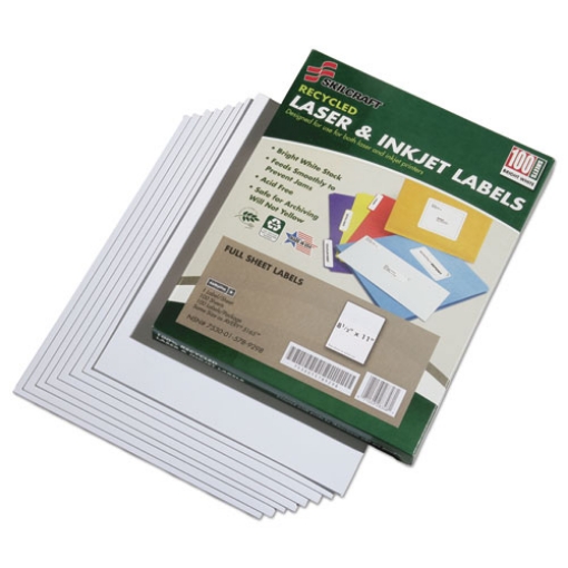 Picture of 7530015789298 Skilcraft Recycled Laser And Inkjet Labels, Inkjet/laser Printers, 8.5 X 11, White, 100/box