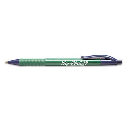 Picture of 7520015789301 SKILCRAFT Bio-Write Ballpoint Pen, Retractable, Medium 1 mm, Blue Ink, Green Barrel, Dozen