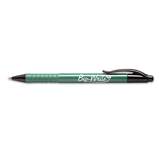 Picture of 7520015789305 SKILCRAFT Bio-Write Ballpoint Pen, Retractable, Medium 1 mm, Black Ink, Green Barrel, Dozen