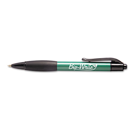 Picture of 7520015789307 SKILCRAFT Bio-Write Ballpoint Pen, Retractable, Medium 1 mm, Black Ink, Green Barrel, Dozen