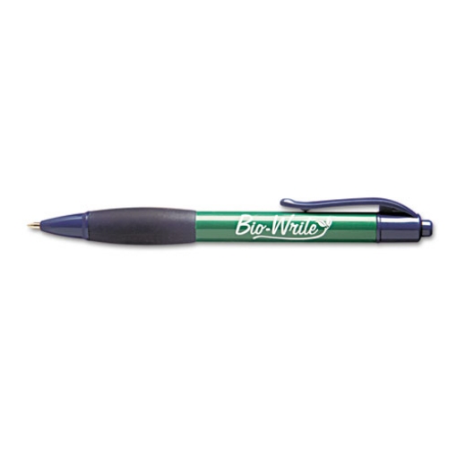 Picture of 7520015789309 SKILCRAFT Bio-Write Ballpoint Pen, Retractable, Medium 1 mm, Blue Ink, Green Barrel, Dozen