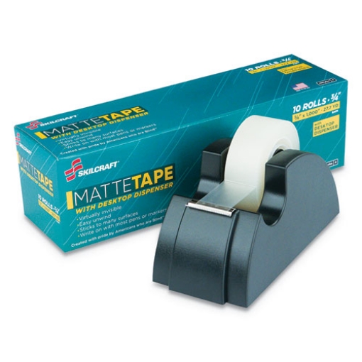 Picture of 7510015806224 Skilcraft Desktop Tape Dispenser With 10 Matte Rolls Of Tape, 1" Core, Plastic, Black