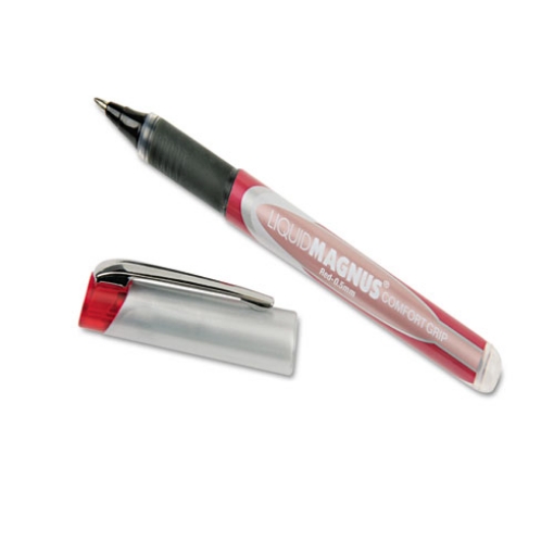 Picture of 7520015877785 SKILCRAFT Liquid Magnus Hybrid Gel Pen, Stick, Extra-Fine 0.5 mm, Red Ink, Red/Gray Barrel, 4/Pack