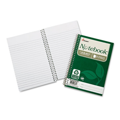 Picture of 7530016002013 SKILCRAFT Recycled Notebook, 1-Subject, Medium/College Rule, Green Cover, (80) 7.5 x 5 Sheets, 6/Pack