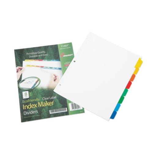 Picture of 7530016006970 SKILCRAFT Avery Index Maker Dividers, 8-Tab, 11 x 8.5, White, Assorted Tabs, 1 Set