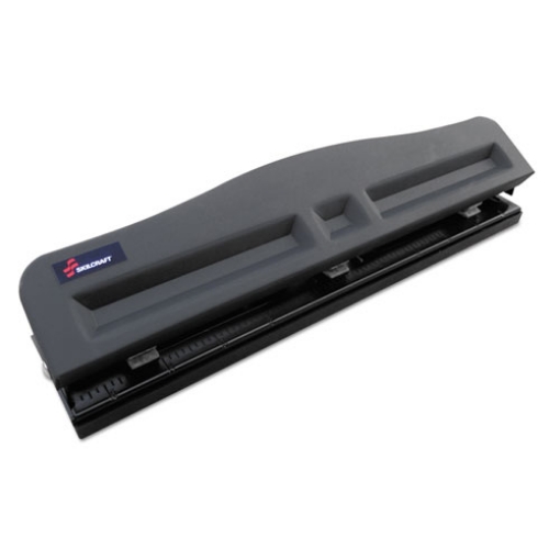 Picture of 7520016203827 Skilcraft Light-Duty Three-Hole Punch, 9/32" Holes, 10-Sheet, Black