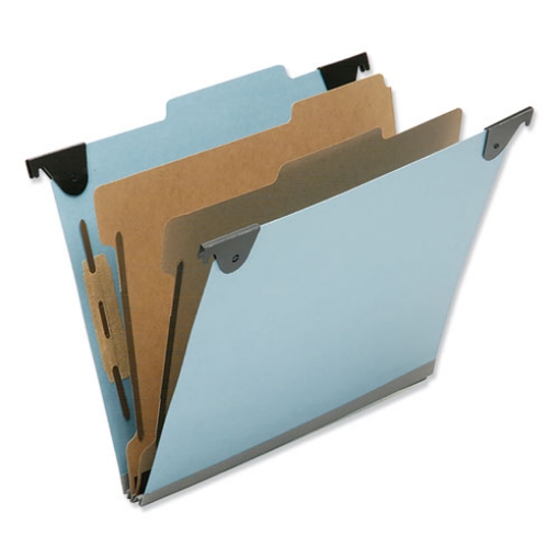 Picture of 7530016216198 SKILCRAFT Hanging Classification Folders, Letter Size, 2 Dividers, 2/5-Cut Exterior Tabs, Light Blue, 10/Box