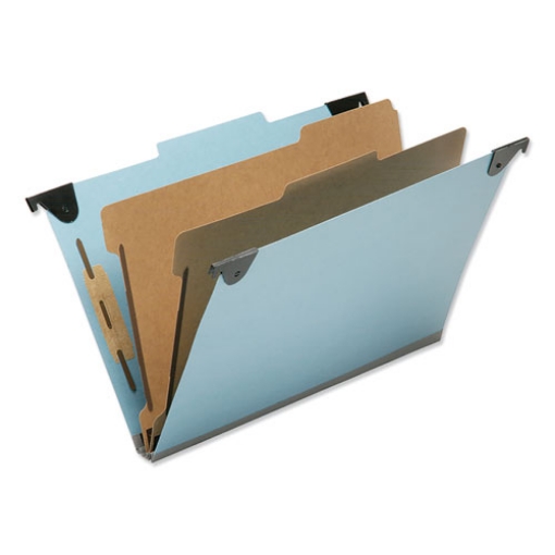 Picture of 7530016216199 SKILCRAFT Hanging Classification Folders, Legal Size, 2 Dividers, 2/5-Cut Exterior Tabs, Light Blue, 5/Box