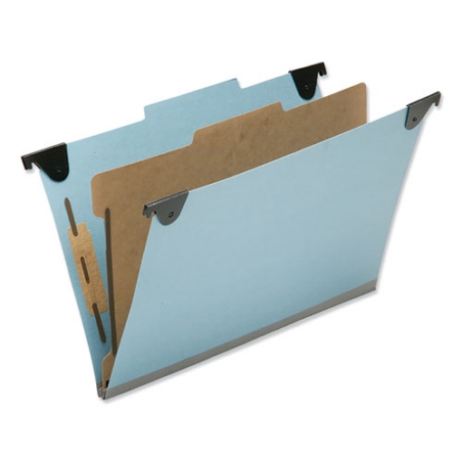 Picture of 7530016216200 SKILCRAFT Hanging Classification Folders, Legal Size, 1 Divider, 2/5-Cut Exterior Tabs, Light Blue, 10/Box