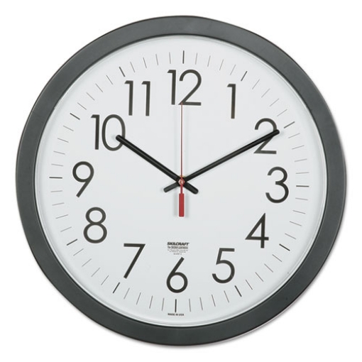 Picture of 6645016237483 Skilcraft Quartz Wall Clock, 14.5" Overall Diameter, Black Case, 1 Aa (sold Separately)