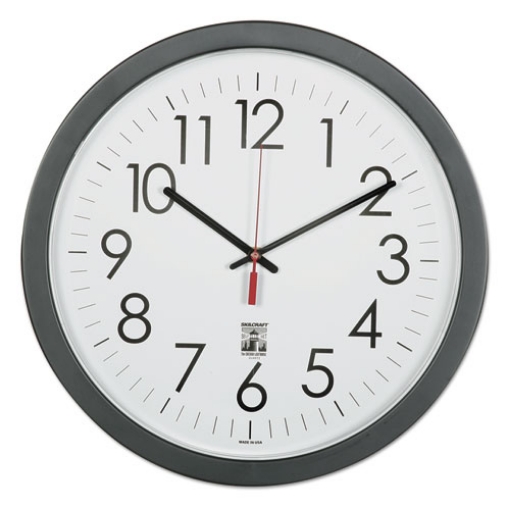 Picture of 6645016238823 Skilcraft Self-Set Wall Clock, 14.5" Overall Diameter, Black Case, 1 Aa (sold Separately)