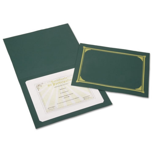 Picture of 7510016272961 SKILCRAFT Gold Foil Document Cover, 12.5 x 9.75, Green, 6/Pack