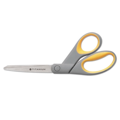 Picture of 5110016296574 Skilcraft Westcott Titanium Bonded Scissors, 8" Long, 3.5" Cut Length, Gray/yellow Offset Handle