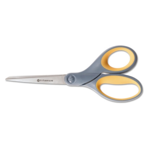 Picture of 5110016296575 Skilcraft Westcott Titanium Bonded Scissors, 8" Long, 3.5" Cut Length, Gray/yellow Straight Handle