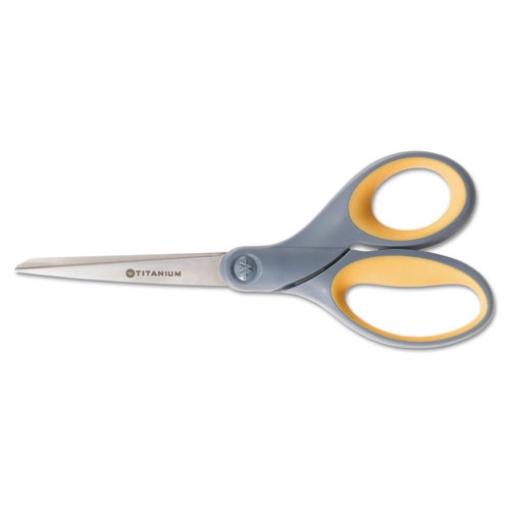 Picture of 5110016296580 Skilcraft Westcott Titanium Bonded Scissors, 7" Long, 3.25" Cut Length, Gray/yellow Straight Handle