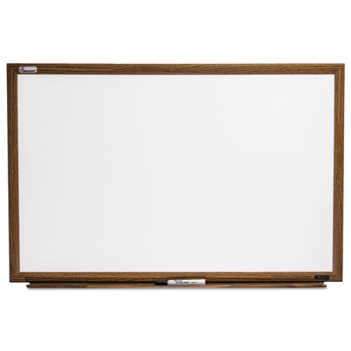 Picture of 7110016305156 SKILCRAFT Quartet Melamine Dry Erase White Board, 48 x 36, White Surface, Light Brown Oak Frame