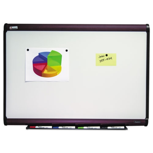 Picture of 7110016305166 SKILCRAFT Quartet Magnetic Porcelain Dry Erase Board, 72 x 48, White Surface, Brown Mahogany Frame