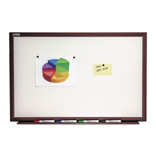Picture of 7110016305169 SKILCRAFT Quartet Magnetic Porcelain Dry Erase Board, 36 x 24, White Surface, Brown Mahogany Frame