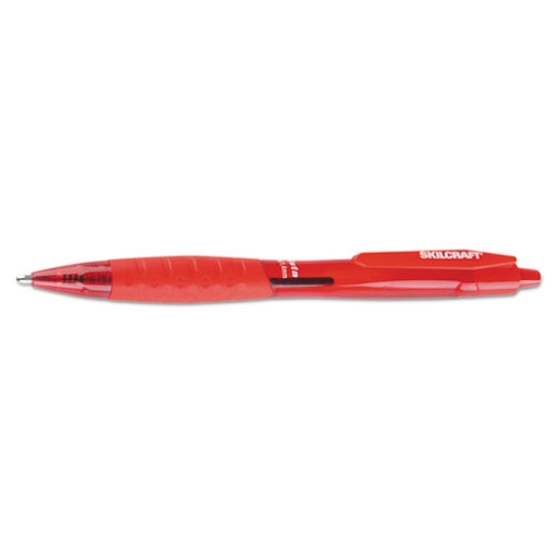 Picture of 7520016451149 Skilcraft Vista Ballpoint Pen, Retractable, Bold 1.4 Mm, Red Ink, Translucent Red Barrel, Dozen