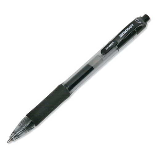 Picture of 7520016473133 Skilcraft Gel Pen, Retractable, Medium 0.7 Mm, Black Ink, Clear/black Barrel, Dozen