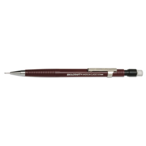 Picture of 7520016522436 SKILCRAFT American Classic Mechanical Pencil, 0.5 mm, F (#2.5), Black Lead, Burgundy Barrel, Dozen