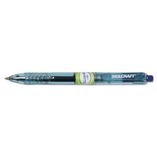 Picture of 7520016580392 Skilcraft Eco-Bottle Gel Pen, Retractable, Medium 0.7 Mm, Blue Ink, Translucent Blue Barrel, Dozen