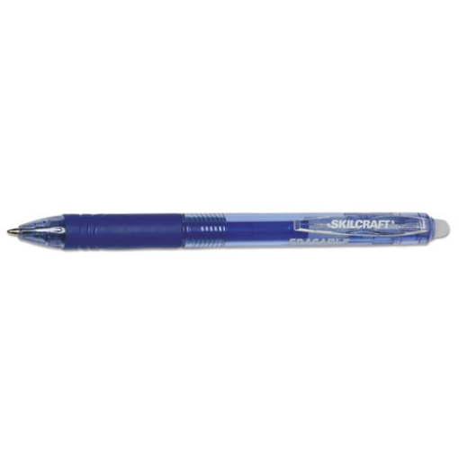 Picture of 7520016580691 SKILCRAFT Erasable Re-Write Gel Pen, Retractable, Medium 0.7 mm, Blue Ink, Translucent Blue Barrel, Dozen