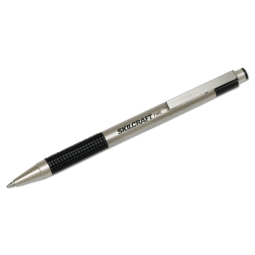 Picture of 7520016661050 Skilcraft Zebra Ballpoint Pen, Retractable, Fine 0.7 Mm, Black Ink, Stainless Steel Barrel, 2/pack